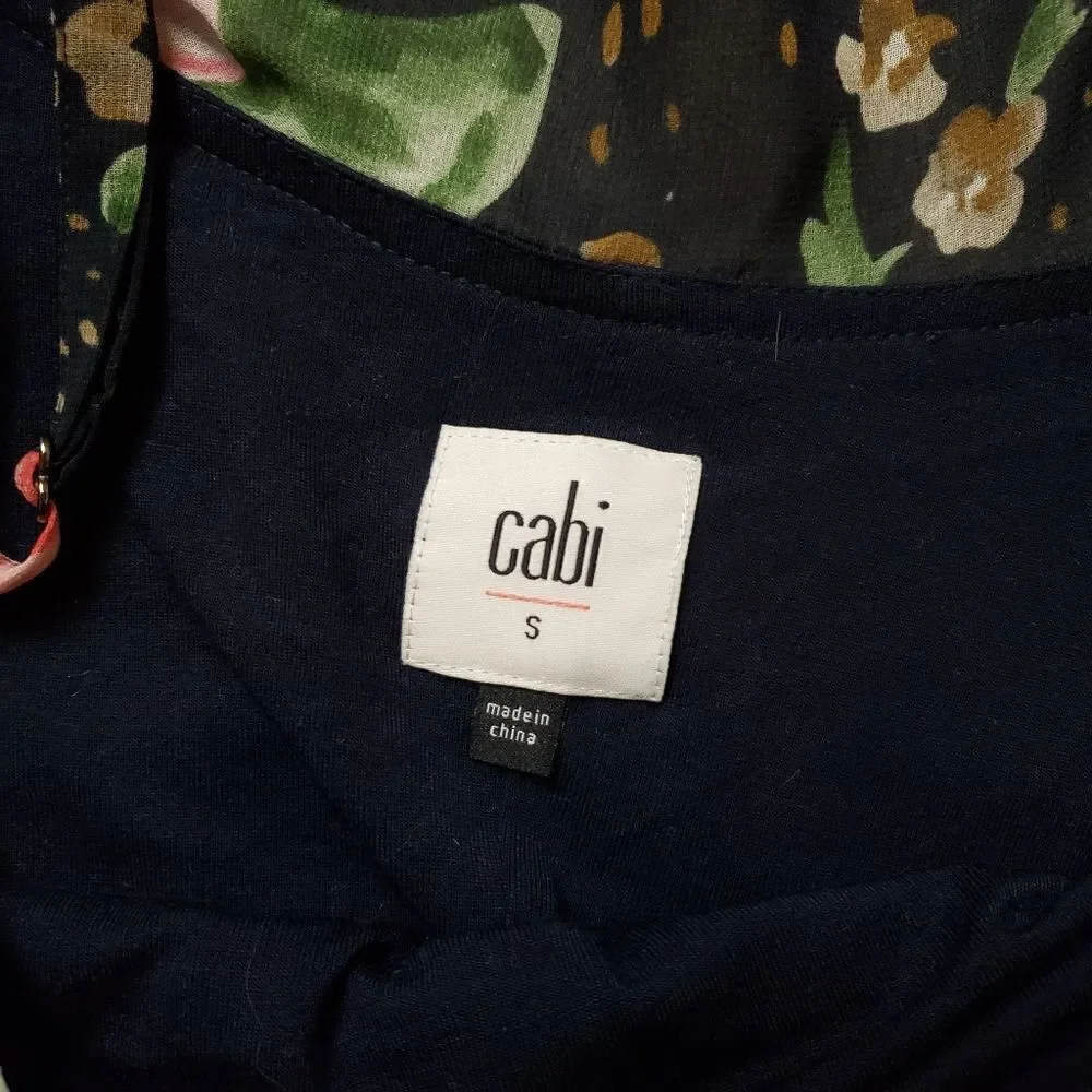 Cabi 5220 Fairytale Navy Pink Floral Cold Shoulder Ruffle Sleeve - Picture 5 of 7